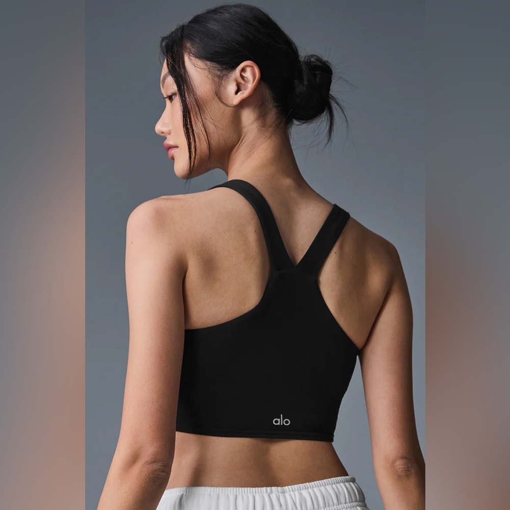 ALO Yoga Women's Black Racerback Airbrush Real Bra Tank